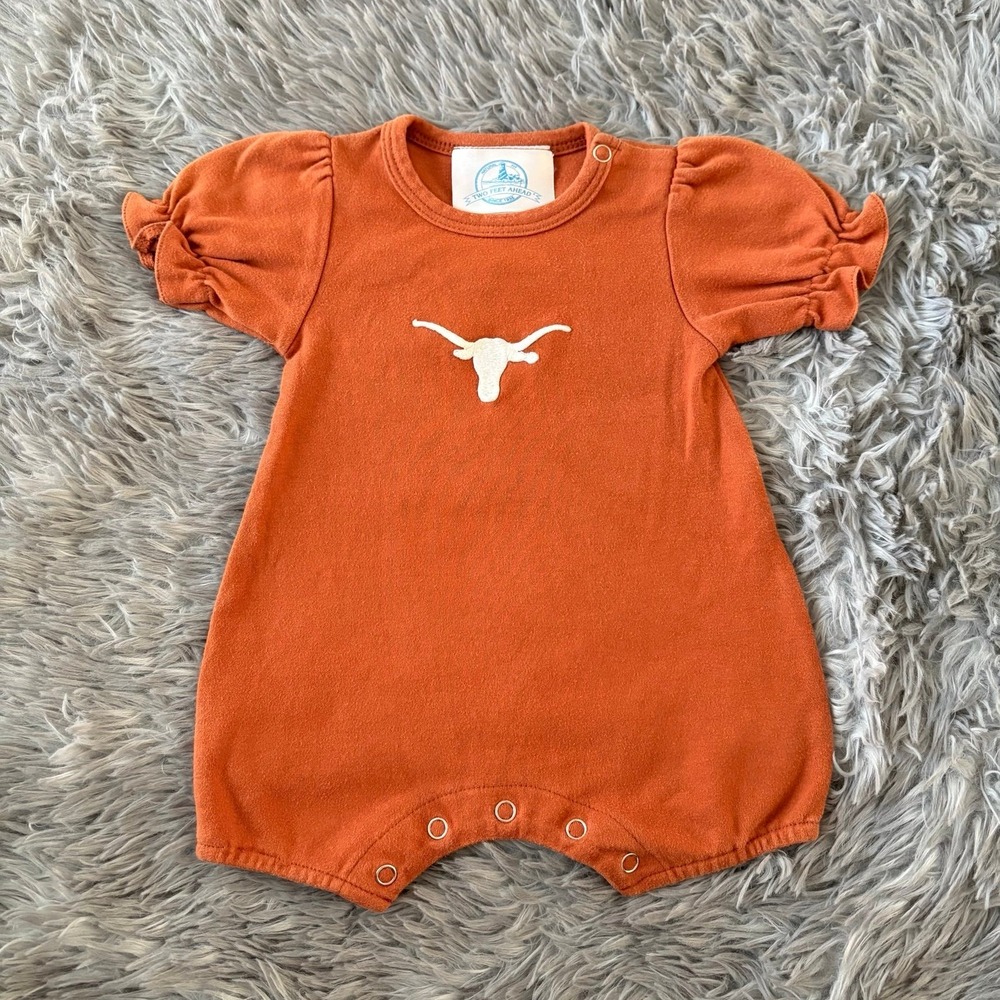 Two Feet Ahead Texas Longhorns Romper Infant Baby Girl 3-6 Months